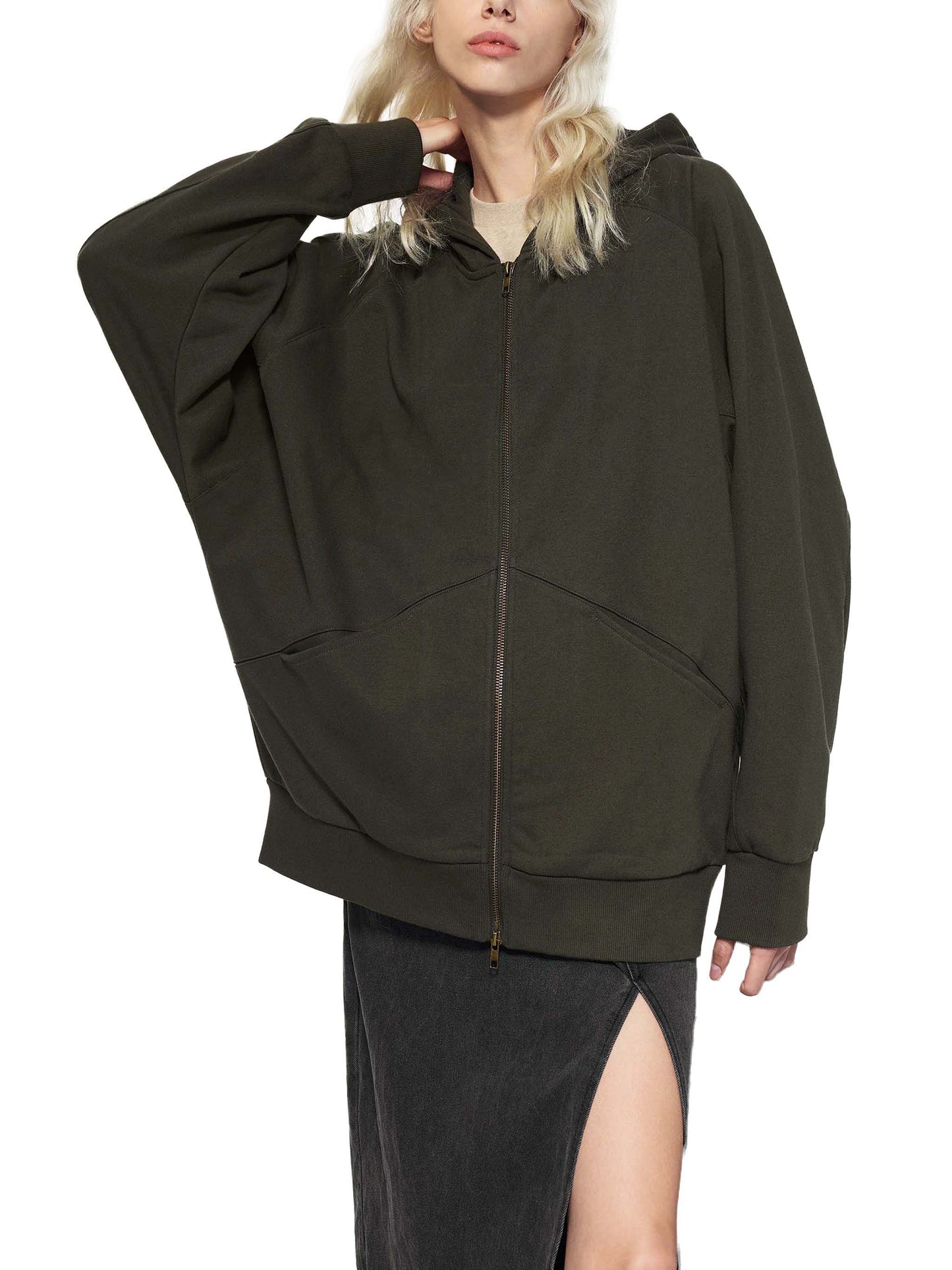 The Inner Line Dolman Zip-Through Fleece Hoodie