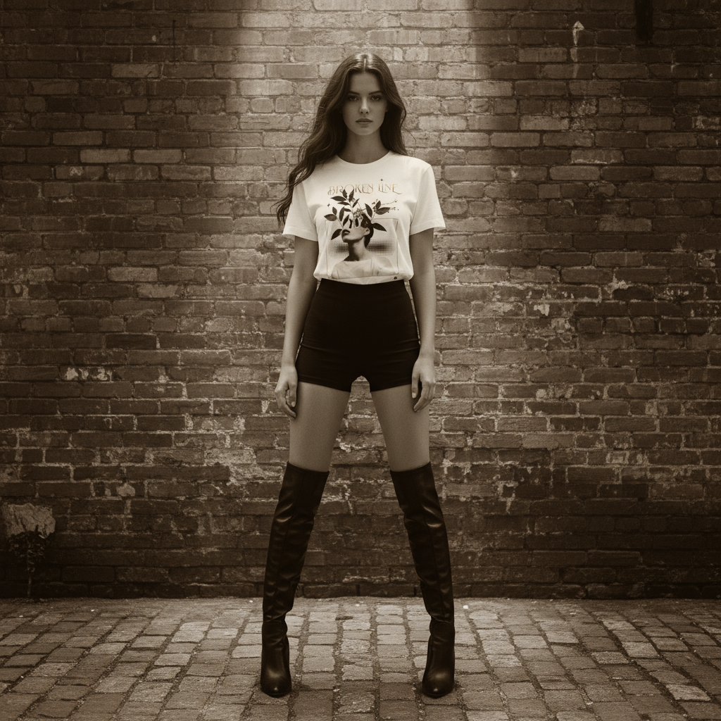 Broken Line High-Waisted T-Shirt