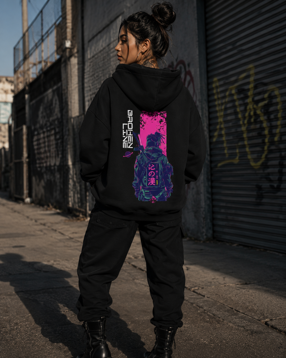 Kage (影 – Shadow) High Neck Zip-Up Hoodie