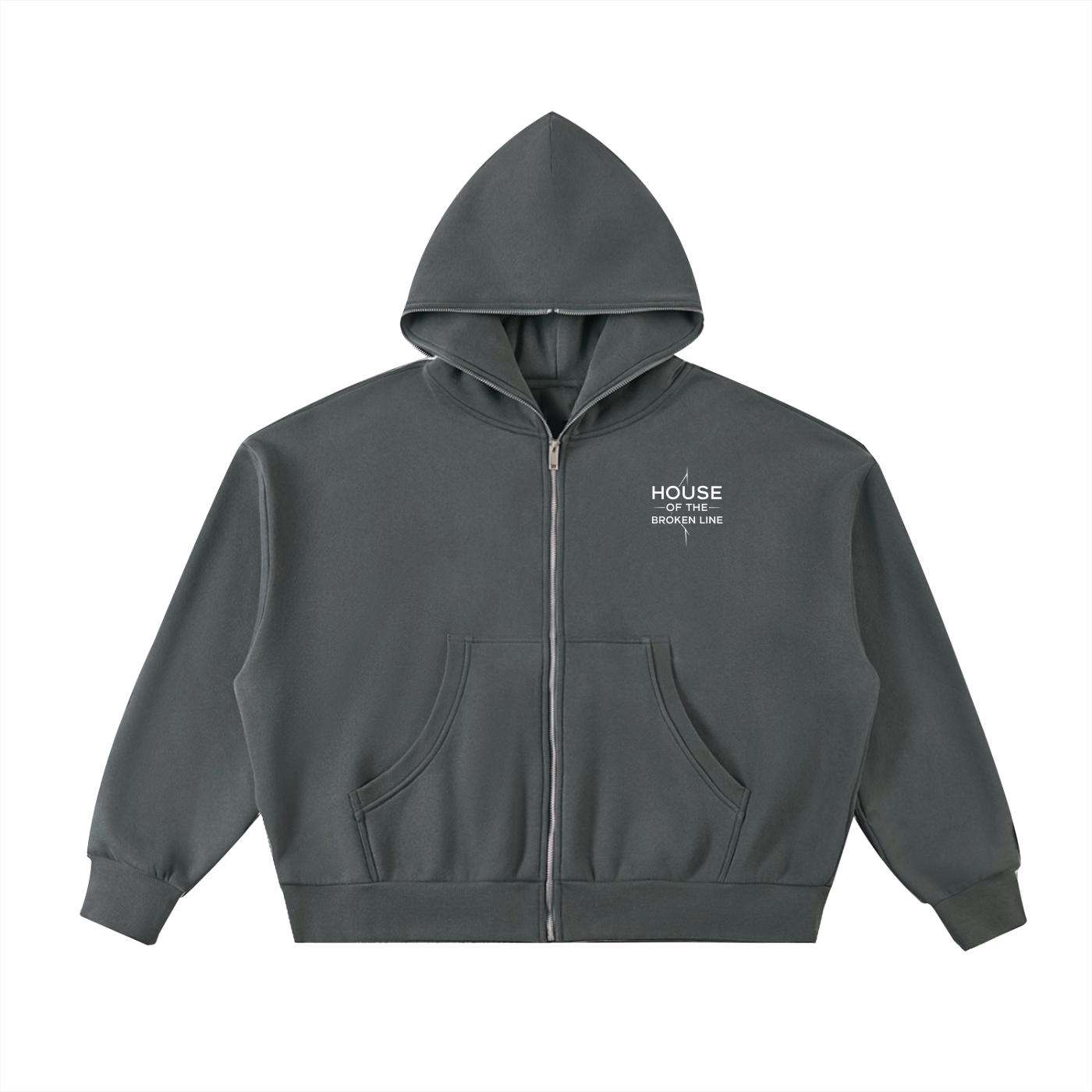 Fleeced Full-Zip Boxy Hoodie
